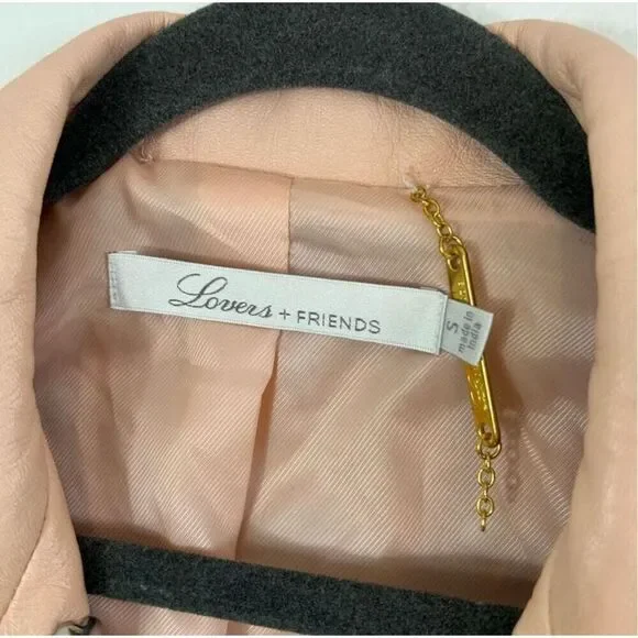 Lovers + friends pink studded heart moto leather jacket size S - Picture 8 of 16